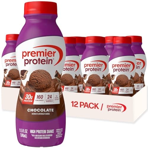 Premier Protein Shake, Chocolate, 30g Protein, No Added Sugar, 24 Vitamins & Minerals to Support Immune Health, 11.5 fl oz, 12 Pack (Packaging May Vary)