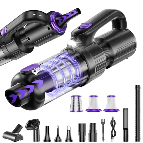 SWMRDN Car Vacuum Portable Cordless, 20000Pa Mini Vacuum Cleaner & Air Duster, 130W Brushless Motor Handheld Vacuum Cordless with LED Light, 7800mAh Battery, Multi-Nozzles for Car, Office, Home, Pet