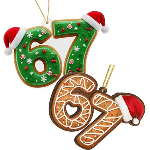 67 Christmas Ornament, 6 7 Ornament, 2D Six Seven Ornaments for Christmas Tree, 67 Meme Christmas Ornament 6 7 Stuff for Xmas Holiday Home Decor(2PCS)