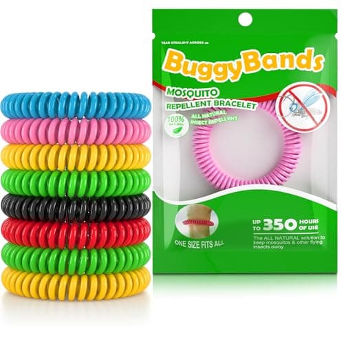 BuggyBands Mosquito Bracelets, 24 Pack Individually Wrapped, DEET Free, Natural and Waterproof Band