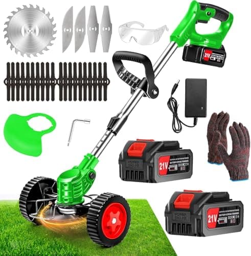 Cordless Weed Wacker Battery Powered Electric 21V 4.0Ah,Weed Wacker Battery Operated Grass Trimmer/Lawn Edger/Mower/Brush Cutter, Weeder Tool for Lawn Garden Pruning/Trimming