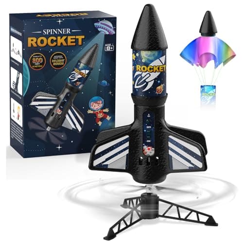 Rocket Launcher for Kids, Self Launching Motorized Air Rocket Toy, Outdoor Toys for Ages 8-12, Model Rockets with Parachute Safely Land, Spaceship Launch up to 200 ft Birthday Gifts for Boys