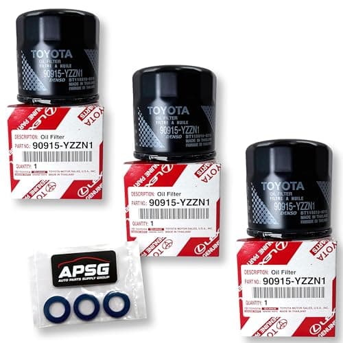 Genuine Oil Filter 90915-YZZN1 / 90915-YZZF2 with APSG Drain Plug Washers | 3 PACK | Compatible with Toyota/Lexus/Scion