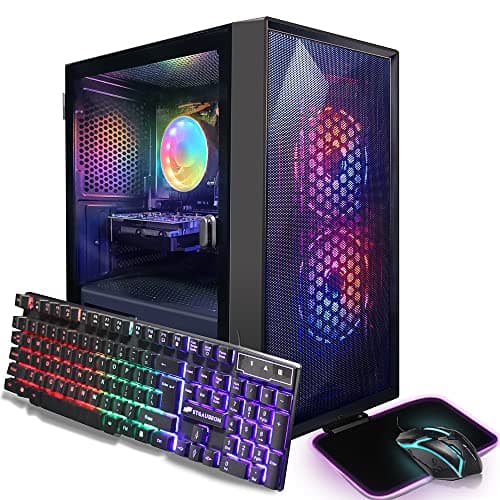 STGAubron Prebuilt Gaming PC Desktop, AMD Radeon RX 550 4G GDDR5, Intel Core I5 3.3Ghz up to 3.7Ghz, 16G Ram, 512G SSD, WiFi, BT 5.0, RGB Fan x 3, RGB Mouse Pad, Windows 10 Home