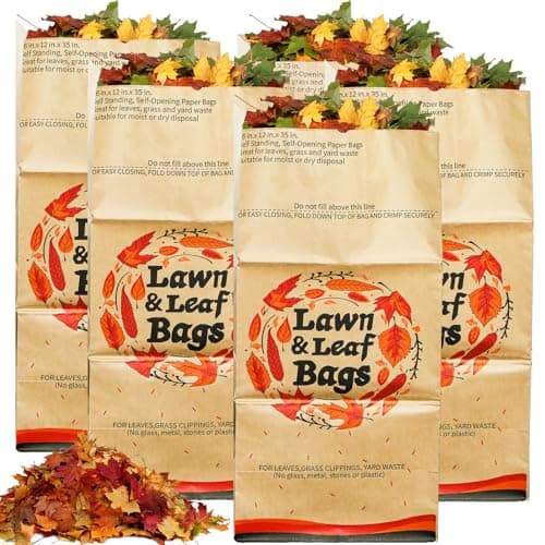 Mezchi 10 Pack 30 Gallon Lawn and Leaf Bags, 2-Ply Heavy Duty Yard Waste Bags, Brown Paper Lawn and Refuse Bags, Large Trash Bag for Home, Garden, Landfill, Tear Resistant and Self Standing