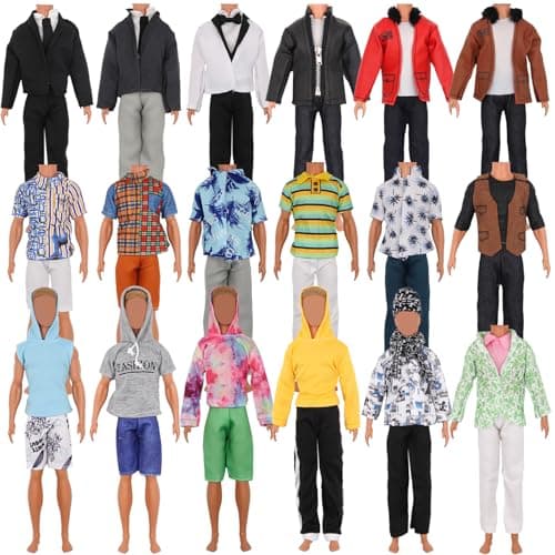 Best Doll Clothes for Ken #7 from ztweden ZTWEDEN 12 Inch Boy Doll Clothes with Leather Jackets Suit Shirts Sweatshirts Shorts Pants T-Shirts for Girls and Boys Xmas Gift (Randomly 6 Sets, 12 Pieces )