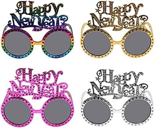 4 Pack Happy New Year Eyeglasses Fancy New Year Party Glasses Funny Sunglasses Eyewear