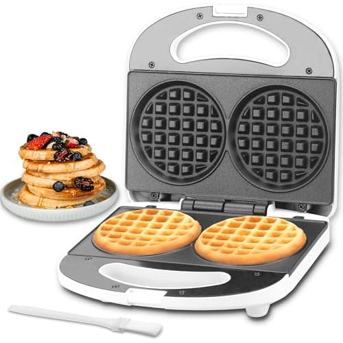 Best Mini Waffle Maker Machines #1 from SugarWhisk SugarWhisk Double Mini Waffle Maker Machine, Chaffle Maker, Waflera Electrica, Small Waffle Iron for Waffles, Keto Chaffles, Hash Browns, Cookies, 4 Inch