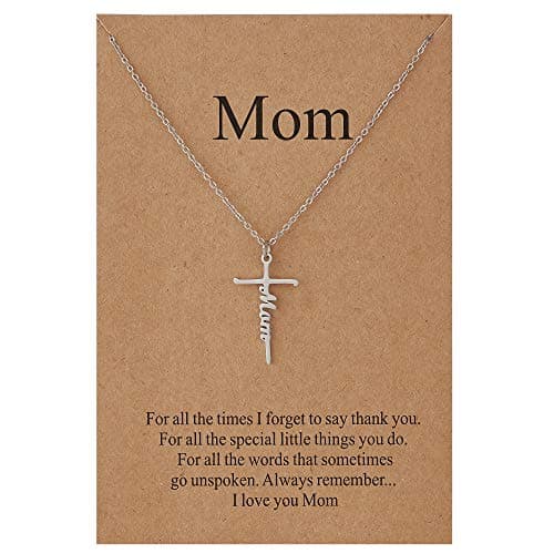 Lcherry Gifts for Mom Mom Necklace Mom Cross Necklace for Women Mom Birthday Gifts from Daughter