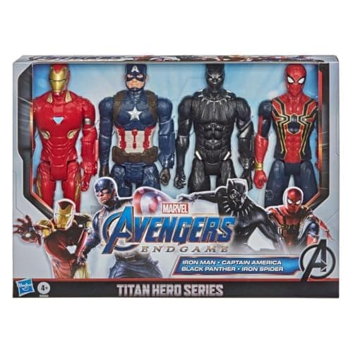 Marvel Avengers Endgame Titan Hero Series 12" Action Figures Captain America, Iron Spider, Black Panther, and Iron Man (4 Action Figures)