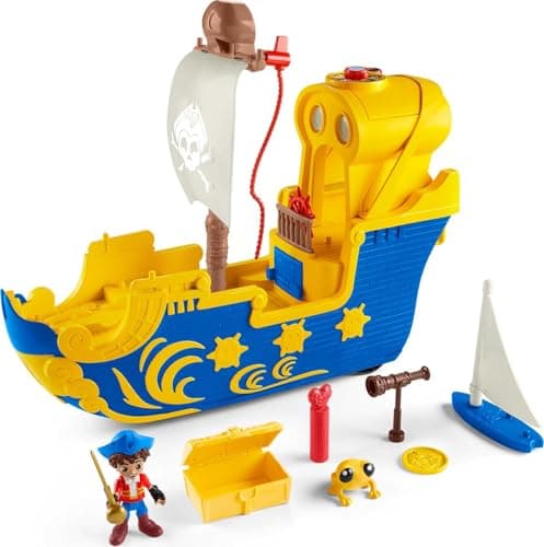 Fisher-Price Preschool Toy Santiago of the Seas Lights & Sounds El Bravo Pirate Ship Playset for Pretend Play Kids Ages 3+ Years