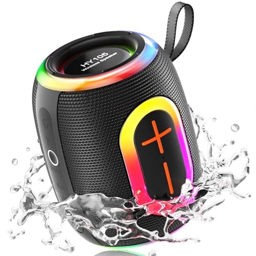 Foseener Portable Bluetooth Speaker with Stereo Sound, IPX5 Waterproof Wireless Speakers, 6 RGB LED Modes, Up to 20H Playtime, BT5.3, TWS Pairing, for Home/Bathroom/Party/Outdoor/Beach, Gift Ideals