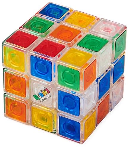 Rubik’s Cube, Crystal Cube, Transparent 3x3 Cube Color-Matching Brain Teaser Puzzle Game, Christmas Gifts for Kids, Stocking Stuffers, for Ages 8+