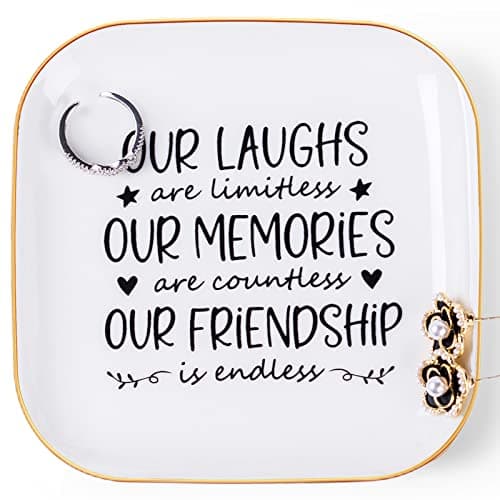 Piudee Endless Friendship Jewelry Dish, Our laughs are limitless, our memories are countless, our friendship is endless Unique Female Friend Birthday Christmas Gift