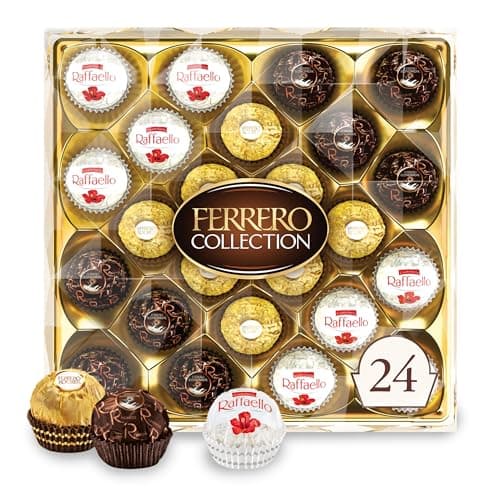 Best Chocolate Boxes #6 from Ferrero Rocher Ferrero Collection, Premium Assorted, Hazelnut, Dark Chocolate and Coconut, 24 Count Holiday Gift Box, 9.1 oz