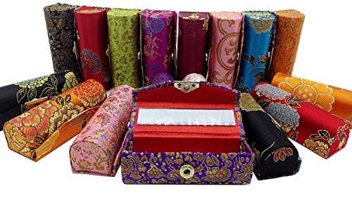 Comicfs Lipstick Case 12pcs /Set Lipstick Case with Mirror, satin Silky Fabric with Gorgeous Design, Random Assorted Colors, Jewelry Box
