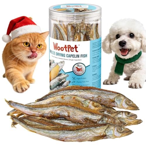 WootPet Whole Capelin Cat Treats Freeze Dried - Crunchy Dental Sticks, Single Ingredient Snacks, Rich in Natural Oils for a Glossy Coat & Healthy Skin - No Grains, No Fillers 3.5oz