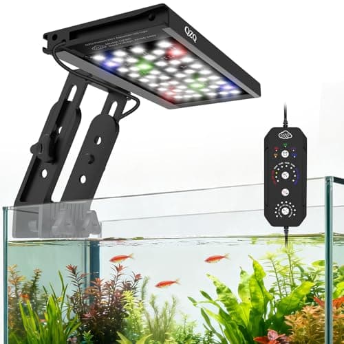 QZQ Fish Tank Light – Aquarium Light 24/7 Mode LED Aquarium Lights for Fish Tank with Adjustable Timer/Brightness, Aquarium Plant Light (12W for 7–12 Inch Tank)
