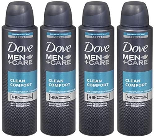 Dove Men + Care Clean Comfort Spray Deodorant & Antiperspirant 150ml / 3.8 Ounce,(4 Pack)