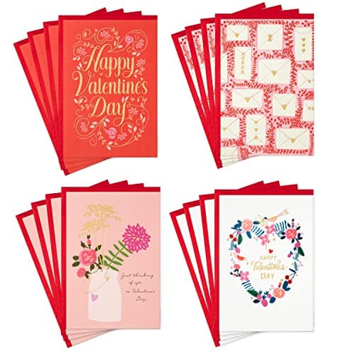 Hallmark Valentine's Day Cards Assortment, 16 Cards with Envelopes (Floral Designs, Gold Foil Accented) for Adults