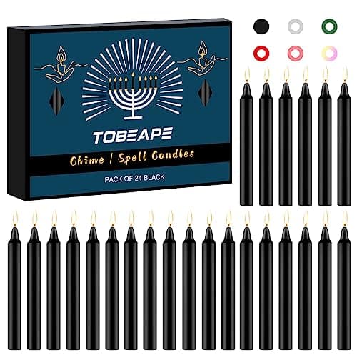 Tobeape Spell Chime Candles 24 pcs Black Candles, 4" Tall Unscented Mini Taper Candle for Witchcraft, Wiccan Altar, Magic Tools, Rituals, Prayer, Meditation and Party Decoration