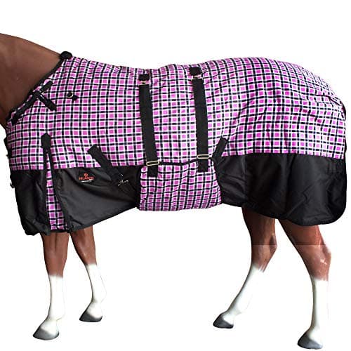 Pink Black Plaid 66 in HILASON 1200D Winter Waterproof Poly Horse Blanket Belly Wrap | Horse Blanket | Horse