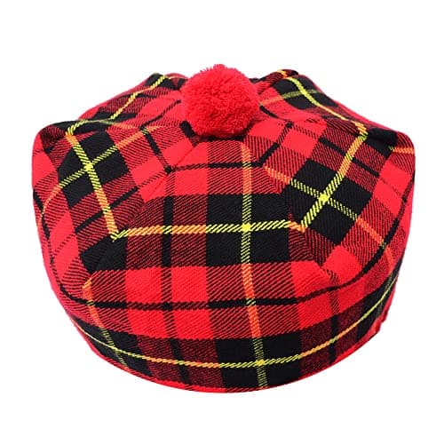 Tam o Shanter - Traditional Scottish Hat for Men, Authentic Bonnet Acrylic Wool Women Cap with Pom-Pom, One Size Fits for All (Wallace)