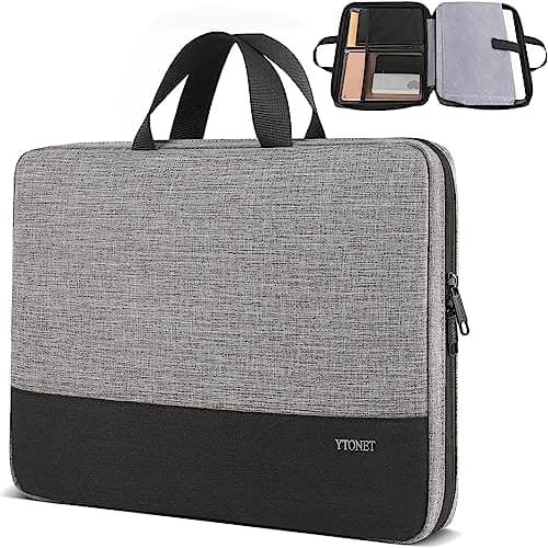 Ytonet Laptop Case, 15.6 inch TSA Laptop Sleeve Computer Bag Water Resistant Computer Case Carrying Cover Compatible for Lenovo, HP, Dell, Asus Notebook, Gifts for Men Women, Grey