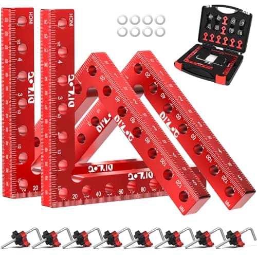 DIYLOG Corner Clamp for Woodworking, 90 Degree Corner Clamp, 4 Pack 5.5"x 5.5" Aluminum Alloy Right Angle Woodworking Tools, Positioning Squares for Picture Frame, Box, Cabinets, Drawers