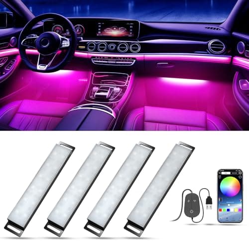 Honalia Car LED Lights Interior, RGB Interior Car Lights with App Control and Music Sync, USB Under Dash LED Lights for Jeeps Trucks SUVs, DC 5V