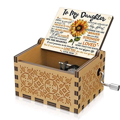 Sunflower Wooden Engraved Colorful Music Box You are My Sunshine Laser Wood Musical Box Gifts from Mom to Daughter for Birthday/Christmas/Valentine's Day/Thanksgiving Day