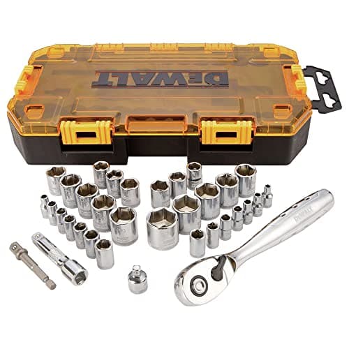 DEWALT Socket Set, 1/4-Inch & 3/8-Inch Drive, SAE/Metric, 34-Piece (DWMT73804)