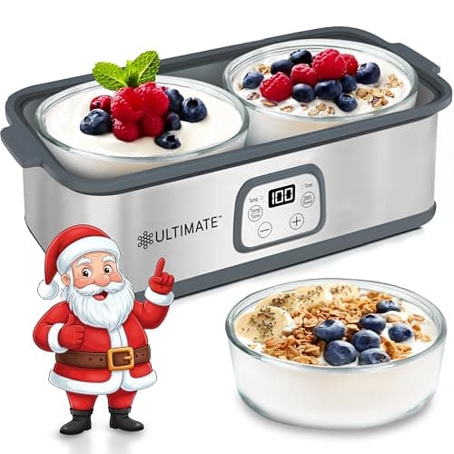 Ultimate Probiotic Yogurt Maker w/Adjustable Time & Temp Control - Make Trillions of Live Probiotics (Two 1-Quart Containers) - Best Xmas Gifts & Presents for Men & Women - ULTIMATE LIFETIME WARRANTY