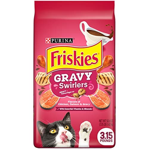 Purina Friskies Dry Cat Food Gravy Swirl'd With Flavors of Chicken, Salmon and Gravy - 3.15 lb. Bag