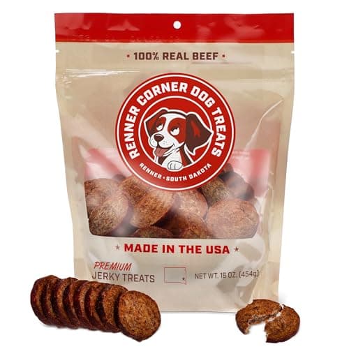 Renner Corner Real Beef Dog Treats – 16oz High Protein Jerky Treats for Dogs, All-Natural Made in The USA Dog Snacks, Beef Treats for Dogs in Resealable Bag