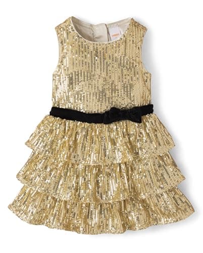 Gymboree,Girls,and Toddler Sleeveless Dresses,Sequin Gold,7