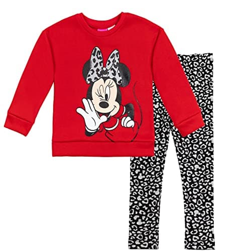 Disney Minnie Mouse Toddler Girls Fleece Sweatshirt & Leggings Red/Black 3T