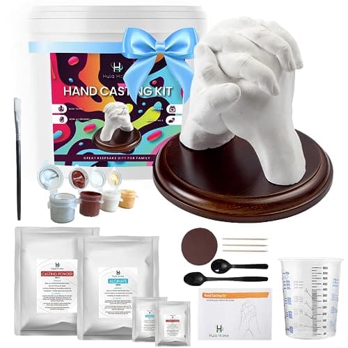 Hula Home Hand Casting Kit for Couples or Family | Paint & Mounting Plaque Included | DIY Plaster Hand Mold Keepsake Sculpture Kit Gifts for Her, Kids, Weddings, Anniversary