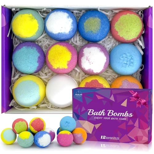 Bath Bombs for Women Gift Set 12 Pack Natural Relaxing Bath Bombs for Her，Aromatherapy Bubble Bath & Fizzy, Handmade Birthday Christmas Stocking Stuffers Gifts idea for Wife/Him, Girlfriend,Kids