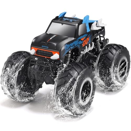 Threeking 1:16 Waterproof Monster Truck Toys RC Cars Amphibious Remote Control Car Trucks 4WD All Terrain Off-Road Pickup Toy for 6 7 8 9 10 11 12 Year Old Boys Girls Kids Gifts Presents