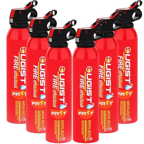 Ougist Small Portable Fire Extinguisher for Home and Kitchen, 21oz Each, 6-Pack, Water-Based Fire Extinguishers for Quick Emergency Response, Prevent Re-Ignition, Ideal for Vehicle and Camping, MSJ620