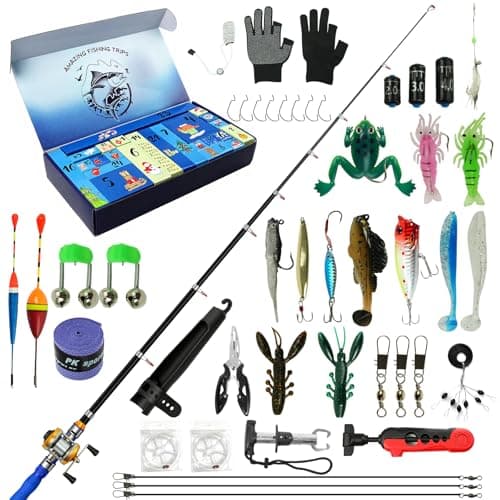 Fishing Advent Calendar 2025 with Fishing Rod Cable Reel, 24 Days Christmas Countdown Fishing Lure Advent Calendar 2025 Surprise Gifts for Adult Men Teens Boys Fishermen Christmas