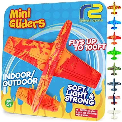Airplane Toy Foam Glider Plane for Kids - Christmass Gifts for Grandkids - Kids Stocking Stuffers for Boys & Girls - Outdoor Toys & Fun Flying Gliders Easy Throwing Air Planes - Gifts for Age 4 5 6 7+