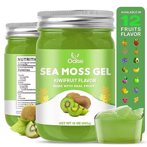 100% Pure Sea Moss Gel - Real Sea Moss & Fresh Kiwifruit Mixture for Overall Health and Immune Support,15 Ounce Seamoss Supplement Kiwifruit Flavor