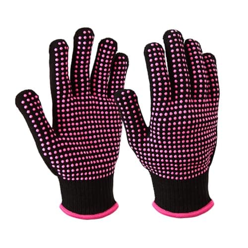 YANTAISIYU ‌2-Pack Heat-Resistant Gloves with Silicone Bumps Heat Blocking Gloves for Curling Hair Styling