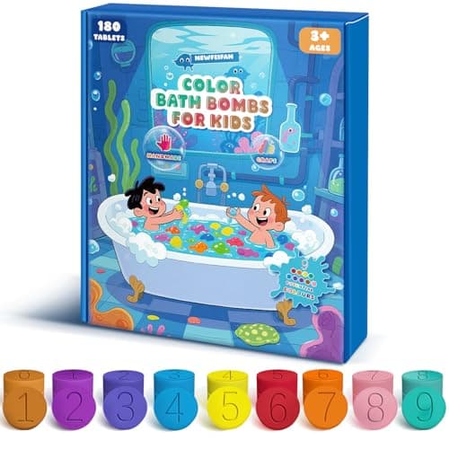 Bath Bombs for Kids Christmas Gifts for Teens 180 Mini Color Tablets in 9 Bright Colors for Creative Bathtub Art Bath Toys Fun Colorful Bath Scientific Experiment for Boys Girls Stocking Stuffers