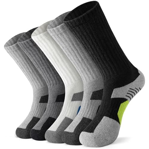 Nimalpal 5FK Multicolor Merino Wool Socks Men Women, Thermal Warm Cushioned Wool Hiking Socks, Moisture Wicking Winter Boot Socks 5 Pairs