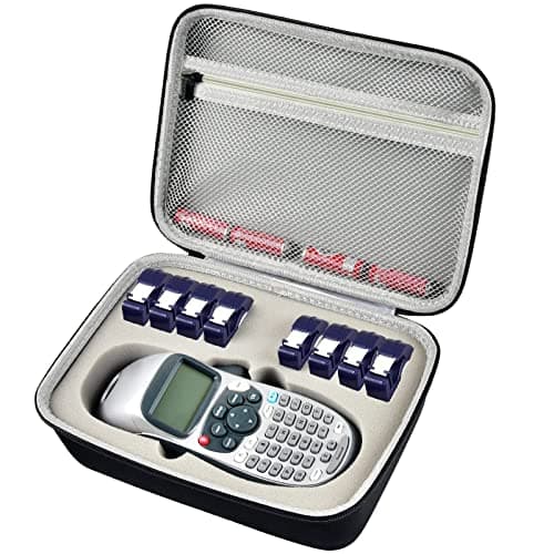 Case Compatible with DYMO LetraTag LT-100H Handheld Label Maker Machine, Holder for Labeler Makers Printer Machine & Labeling Tapes Refills, with Mesh Pocket for Accessories- (Grey Sponge)