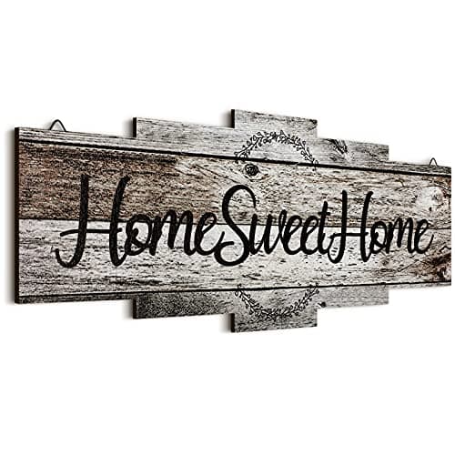 Jetec Home Sweet Home Sign, Rustic Wood , Large Farmhouse Home Plaque Wall Hanging Wooden Sign for Bedroom, Living Room, Wall, Wedding Decor (Gray)