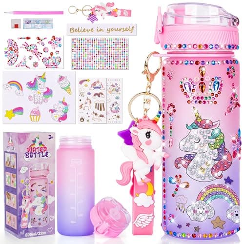 CUISH Decorate Your Own Water Bottle for Girls Age 4-6-8-10, Girls Toys Age 6-8-13, Personalized Gifts Stocking Stuffers for Kids Girls, Unicorn DIY Art Crafts Birthday Gifts Christmas Toys for Girls